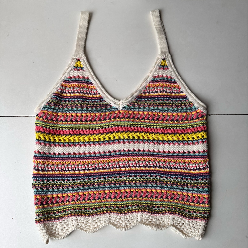 Cotton Emporium Women's Multicolored Tank Top Crochet Size:M